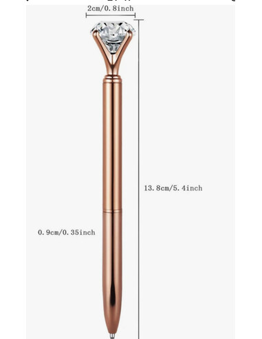 Rose Gold Elmas Taşlı Tükenmez Kalem